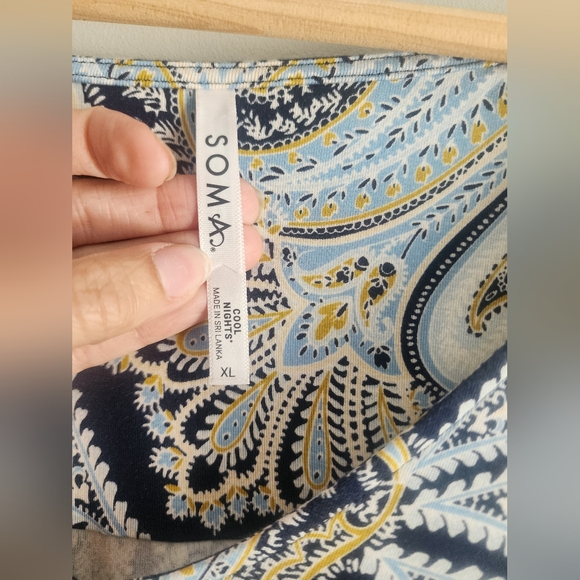 Soma Cool Nights short sleeve nightgown blue yellow paisley women XL pajamas PJs - Picture 8 of 11